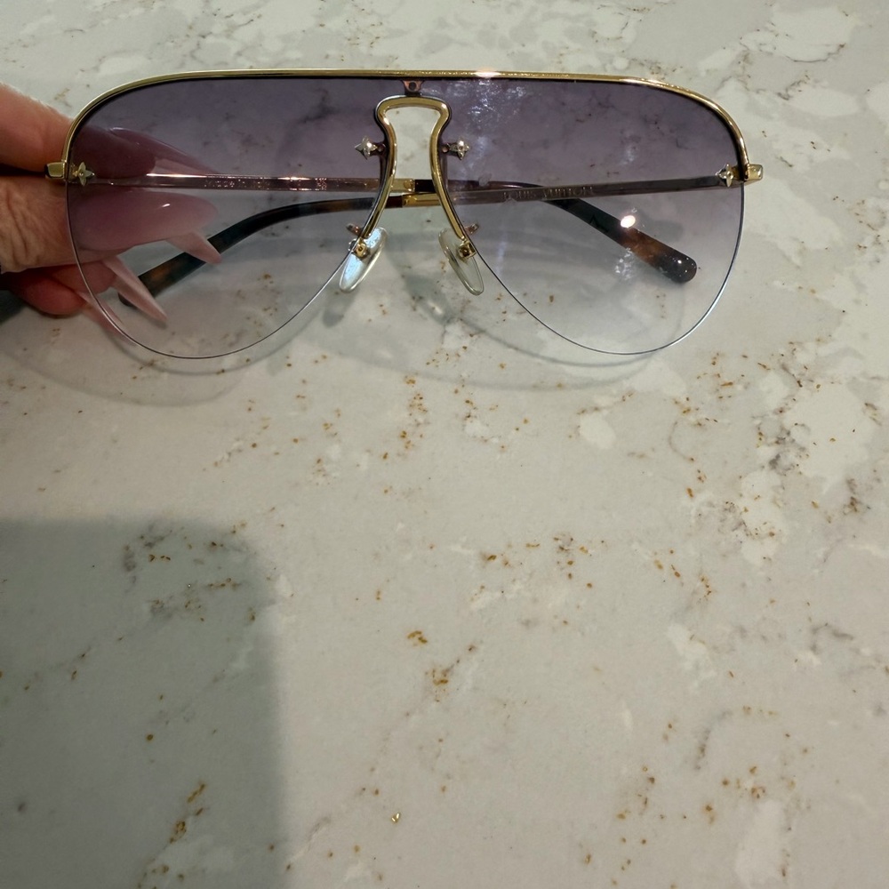 Louis Vuitton Gold Frame Sunglasses with Gray Lenses